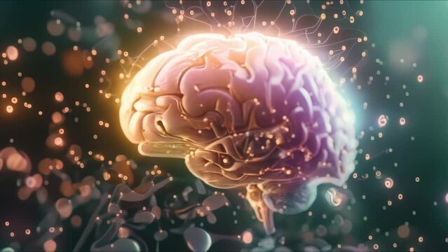 D Rendered Human Brain with Intricate Neural Connections. Concept 3D Modeling, Neuroscience, Brain Science, Medical Illustration
