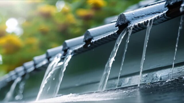 Roof rainwater drainage. Concept Drainage System, Water Management, Roof Maintenance, Rainwater Collection, Gutters