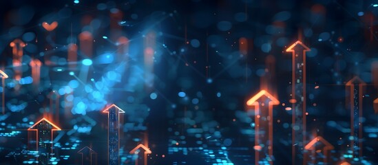 Arrows pointing upwards representing business success futuristic digital background success concept