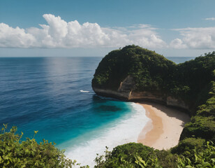 Scenic view of beach and cove 