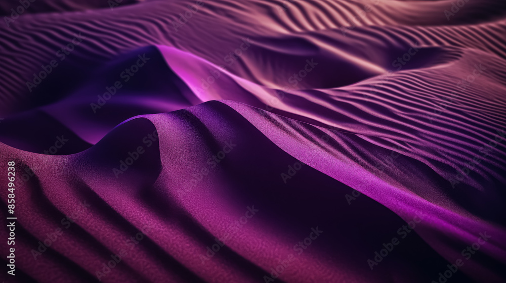 Poster a purple fabric with a shiny texture. the fabric is folded and has a wave-like pattern