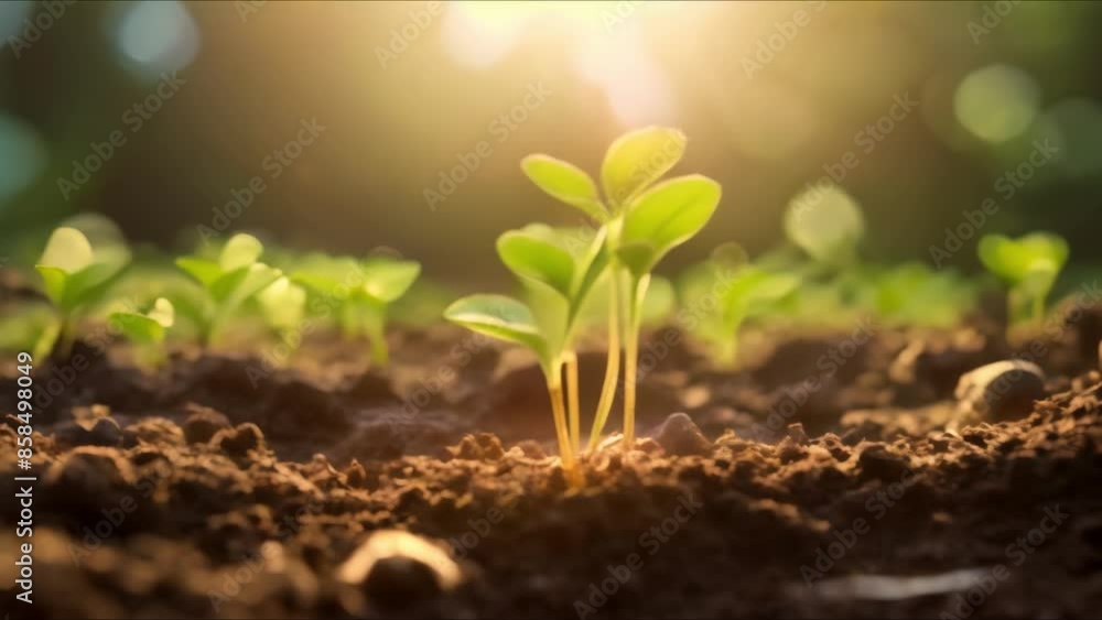 Poster nurturing sustainable agriculture: new sprouts in fertile soil with efficient resource utilization. 