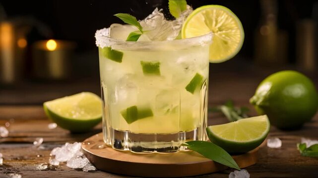 Isolated margarita cocktail on white background. Concept Beverages, Margarita Cocktail, Isolated Objects, White Background