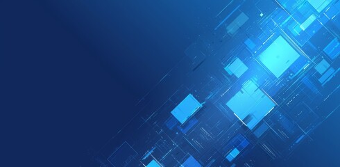 Obraz premium Modern Blue Geometric Background with Cubes and Lines for Business Technology or Digital Marketing