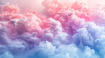 Fototapeta premium A colorful cloud of smoke with pink, blue, and purple hues. The smoke appears to be coming from a fire, and the colors are vibrant and eye-catching. Scene is energetic and dynamic