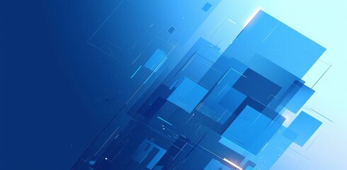 Obraz premium Blue geometric background with cubes and lines vector presentation design concept for business technology