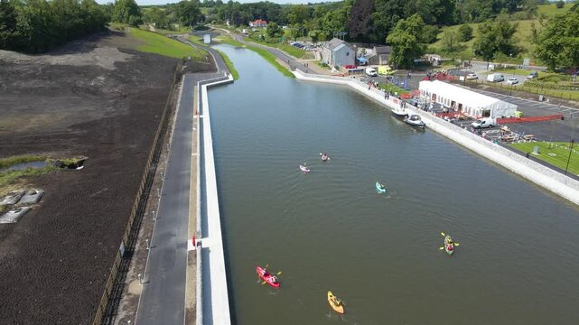 Colorful kakays on the water at Clones Marina, Monaghan, Ireland