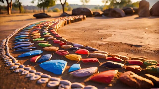 Australian Aboriginal dreamtime creation story of the Rainbow Serpent shaping the land and people. Concept Aboriginal Dreamtime,p Creation Story, Rainbow Serpent, Land Formation, Cultural Heritage