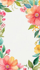 Fototapeta premium Watercolor Floral Frame With White Background