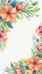 Watercolor Floral Frame With White Background