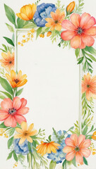 Fototapeta premium Watercolor Floral Frame With White Background