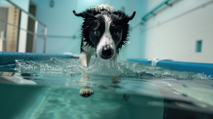 Border Collie using underwater treadmill