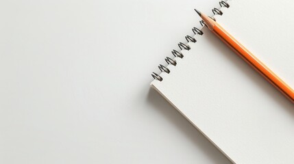 Close up of white background with business notepad and pencil