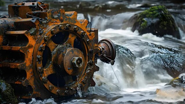 Titans of Industry Captivated by the Tranquil River, Under Nature's Watchful Eye. Concept Industry Giants, Tranquil River, Nature's Watchful Eye