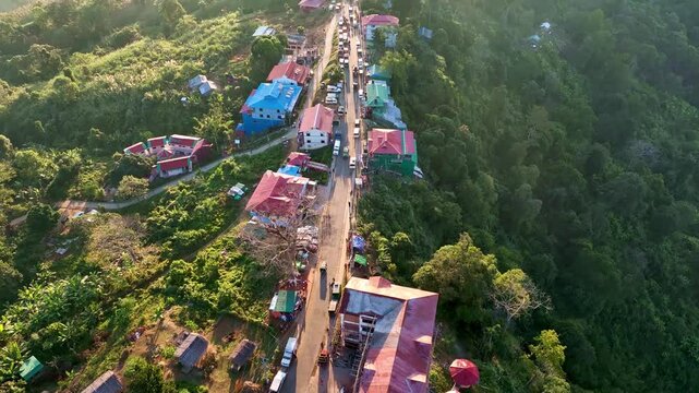 Sunrise moment in Sajek Vally Bangladesh Aerial footage