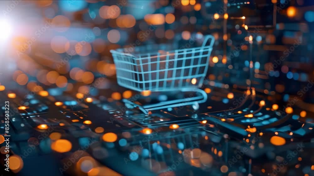 Poster global ecommerce network with secure holographic technology for seamless business transactions. conc