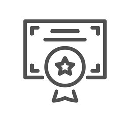 Diploma and certificate related icon outline and linear vector.
