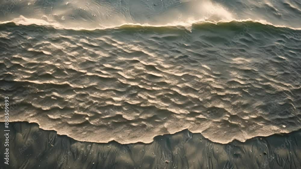 Poster the rippled patterns on the wet sand formed by the ebb and flow of the waves give the surface a smoo