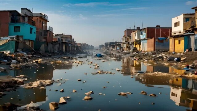 Disparities in pollution levels and cleanliness of urban water bodies. Concept Urban Water Pollution, Environmental Disparities, Clean Water Initiatives, Pollution Measurement, City Sustainability