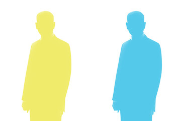 Silhouette of a man. Avatar blue and yellow. Silhouette isolated on white