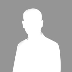 Silhouette of a man. Avatar is gray. Inverted silhouette isolated on gray