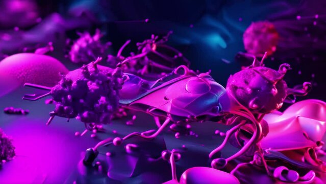 3D rendering of basophils releasing histamine and mediators in allergic reactions. Concept Medical Illustrations, Histamine Release, Basophils, Allergic Reactions, 3D Rendering