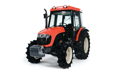 Obraz premium orange tractor on white background
