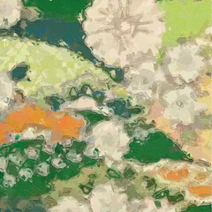 Naklejka premium Oil paintings and various flowers, cats, dogs, chrysanthemums, landscapes of lotus leaves, lotus flowers, fish, mandarin ducks, rabbits, etc. are all beautiful