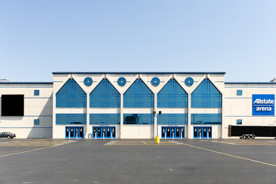 Rosemont, IL, USA - June 21, 2024: Allstate Arena is a multi-purpose venue in the Chicago suburbs with a capacity of 18,500 and home to the Chicago Wolves hockey team.