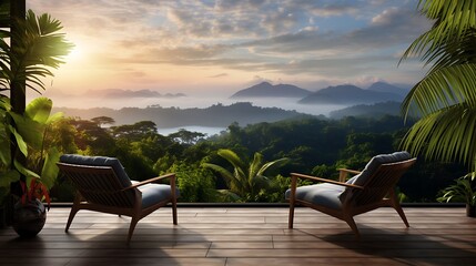 sunrise from a cabin on a tropical island
