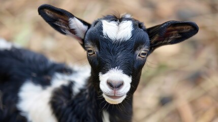 Fototapeta premium Baby black and white goat