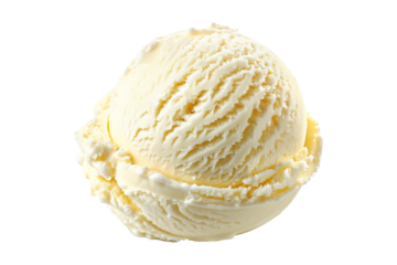 Scoops of sweet and creamy Vanilla flavored ice cream isolated on white transparent background