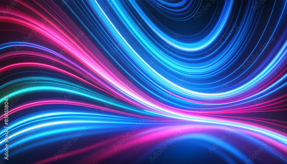 Poster abstract neon backdrop with swirling dynamic patterns in electric blues. energetic and futuristic