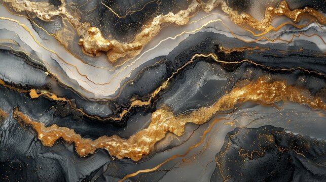 Abstract gold and black marble texture