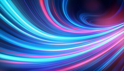 Abstract neon backdrop with swirling dynamic patterns in electric blues. Energetic and futuristic