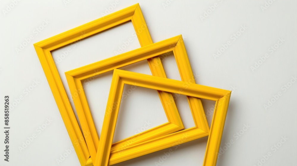 Poster yellow empty frames on white background for text layout