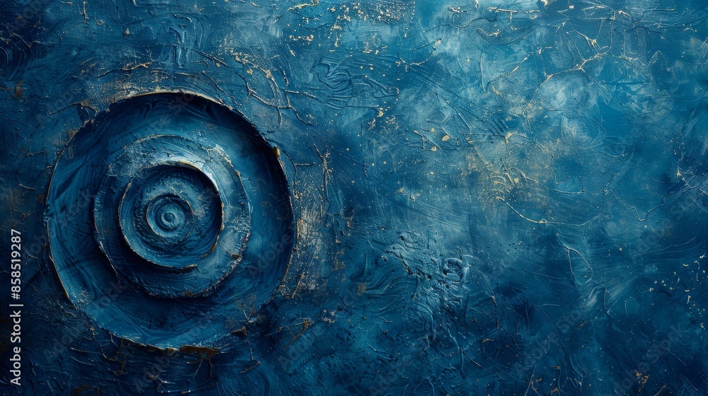 Wall mural blue background with spiral line and distressed fin - Wall murals