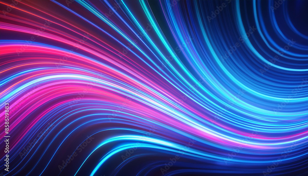 Poster abstract neon backdrop with swirling dynamic patterns in electric blues. energetic and futuristic