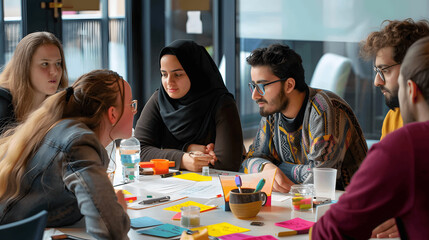 Inclusive brainstorming session with diverse team