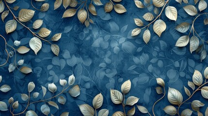 Ornate floral leaf pattern wallpaper