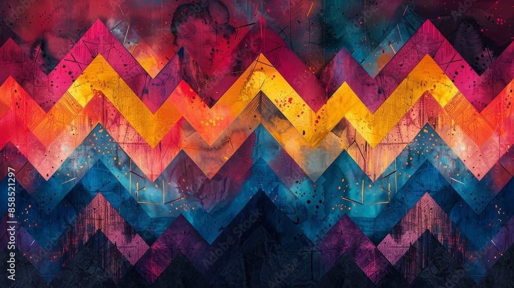 Poster abstract multicolored chevron pattern