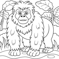 Obraz premium Charming Gorilla Coloring Page for Kids and Adults to Enjoy