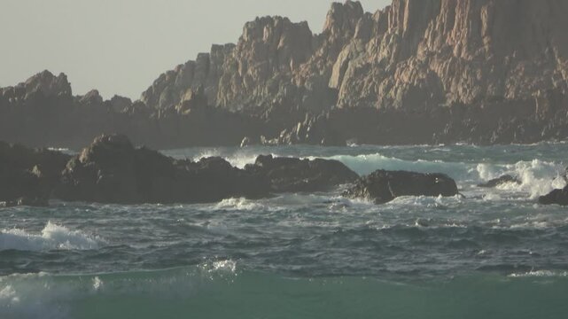 waves crashing on the shore, Isola Rossa, Sardinia, sea, movement