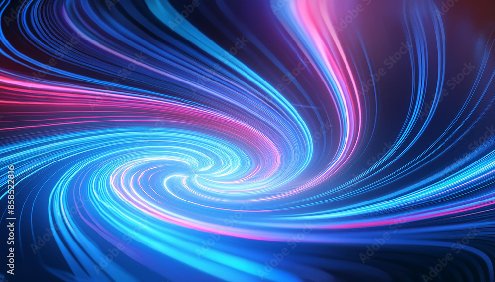 Poster abstract neon backdrop with swirling dynamic patterns in electric blues. energetic and futuristic