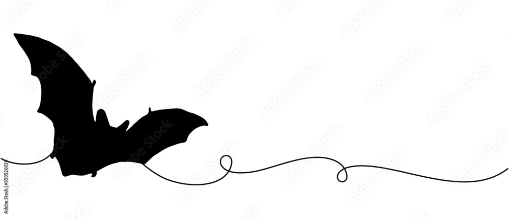 Wall mural Vector silhouette illustration of a bat with lines for halloween day - Wall murals