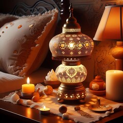 Lanterns and Candles on a Table.
