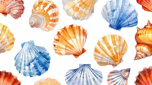 Watercolor seashell pattern