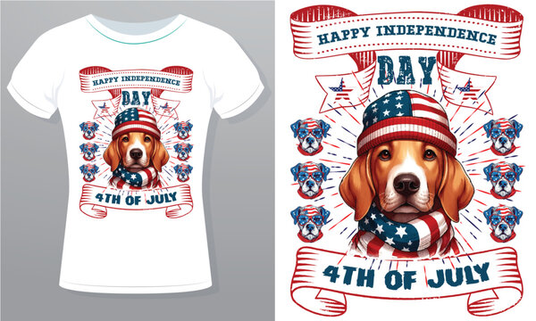 My Dog Thinks She Always on Vacation 4th of July Happy Independence Day Free Royalty Vector Design