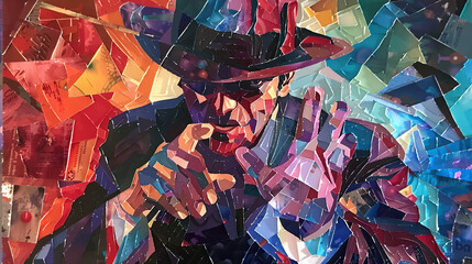 Paper collage of magician portrait