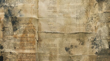 Newspaper paper grunge aged paper pattern background, banner, backdrop 